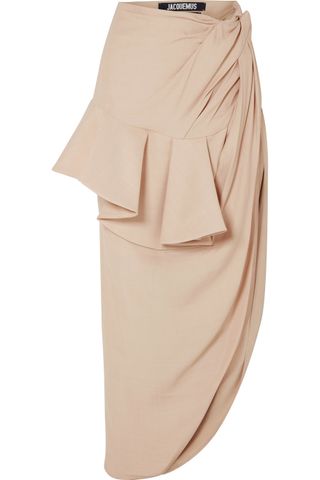 Jacquemus + Sol Ruffled Asymmetric Crepe Midi Skirt