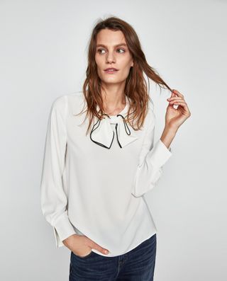 Zara + Top With Contrasting Bow