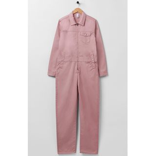 MC Overalls + Polycotton Collared Zip Overall in Pink