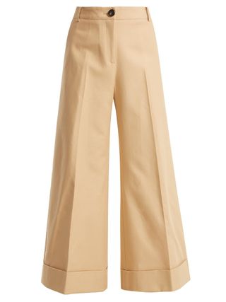 Khaite + Carine cotton-twill wide-leg trousers