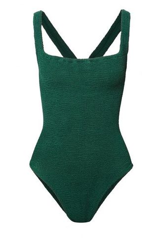 Hunza G + Zora Embellished Seersucker Swimsuit