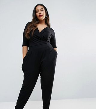 ASOS Curve + Wrap Jumpsuit With 3/4 Sleeve