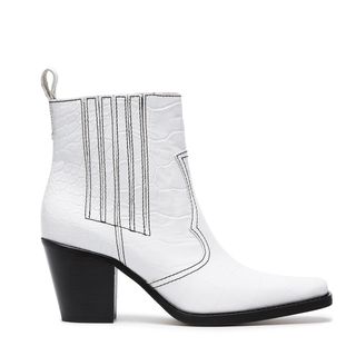 Ganni + White Callie 70 Leather Ankle Boots