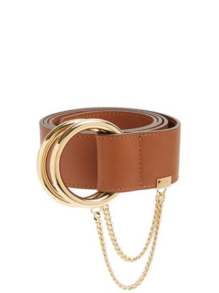 Chloé + Gold-Hoop Leather Belt