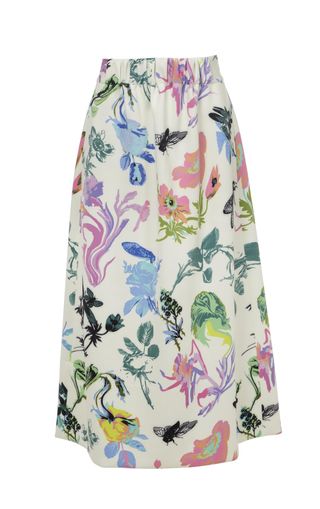 Tibi + Gothic Floral Knit Smocked Waistband Skirt