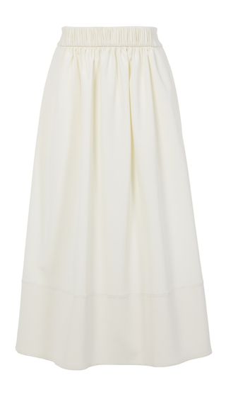 Tibi + Stretch Faille Smocked Waistband Skirt