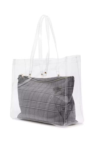 Forever 21 + Clear Tote & Glen Plaid Pouch