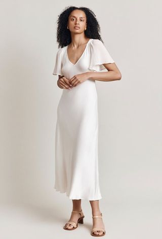 Ghost + Jennifer Ivory Satin Midi Dress