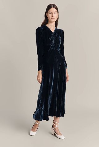 Ghost + Polly Velvet Midi Dress