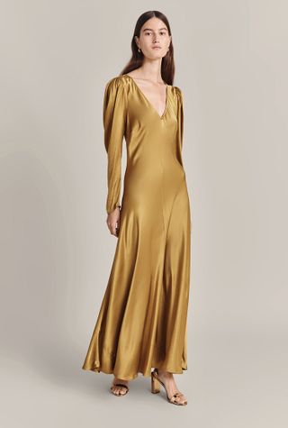 Ghost + Etta Long Sleeve Midi Satin Dress