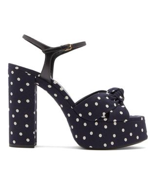 Saint Laurent + Bianca Knotted Polka-Dot Platform Sandals