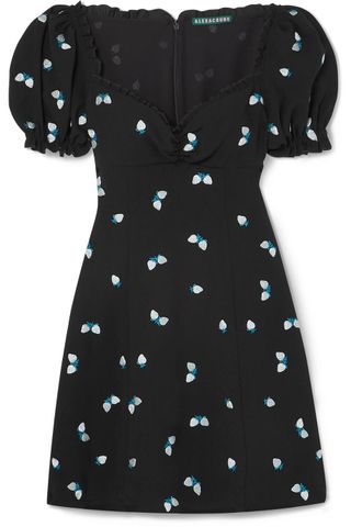 AlexaChung + Embroidered Crepe Mini Dress