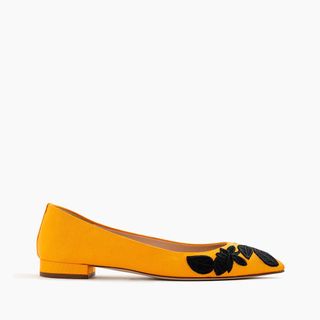 J.Crew + Embroidered Pointed-Toe Flats