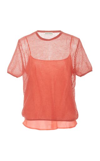 Mansur Gavriel + Short-Sleeve Open Knit Sweater