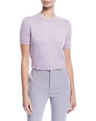 Miu Miu + Knit Short-Sleeve Crop Sweater