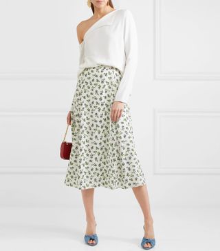 Emilia Wickstead + Luison Wrap-Effect Floral-Print Crepe Midi Skirt