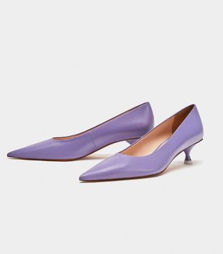 Zara + Leather Mid-Heel Court Shoes