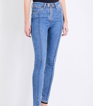 Sandro + Visible-Seam Skinny High-Rise Jeans