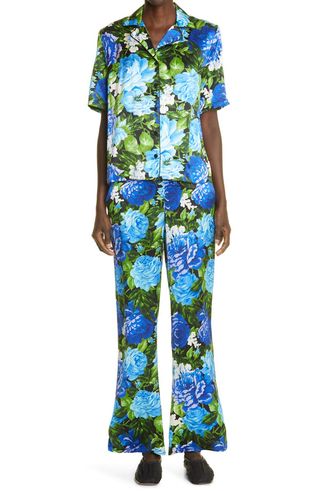 Richard Quinn + Roxy Floral Print Silk Pajamas