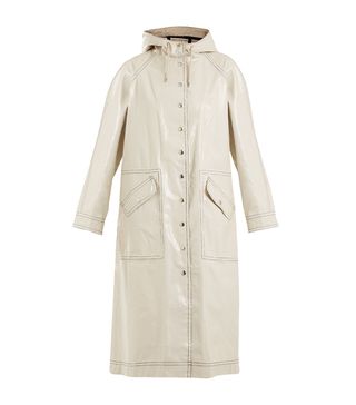 AlexaChung + Contrast-Stitching Hooded Cotton-Blend Raincoat