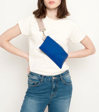 Frankie Shop + Blue Patent Cross Body Belt Bag