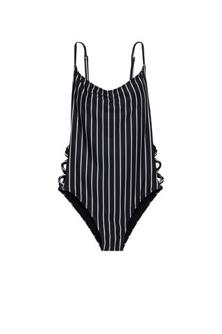 Aéropostale + LLD Stripe Laced One-Piece Swimsuit