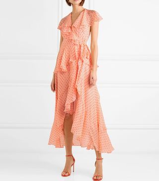 Temperley London + Ruffled Polka-Dot Silk-Chiffon Wrap Dress