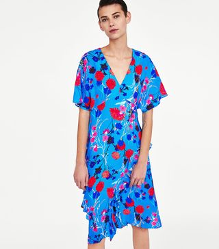 Zara + Printed Dress with Frills