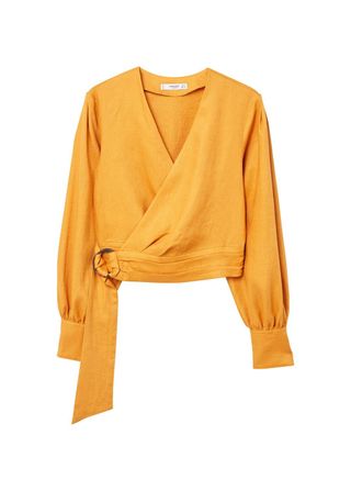 Mango + Linen wrap blouse