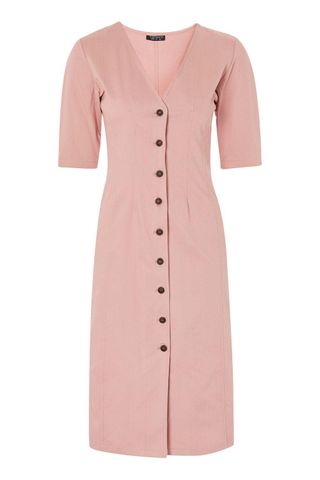 Topshop + Washed Twill Seam Midi Dress