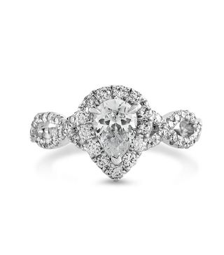 Zales + Certified Pear-Shaped Diamond Frame Twist Engagement Ring in Platinum