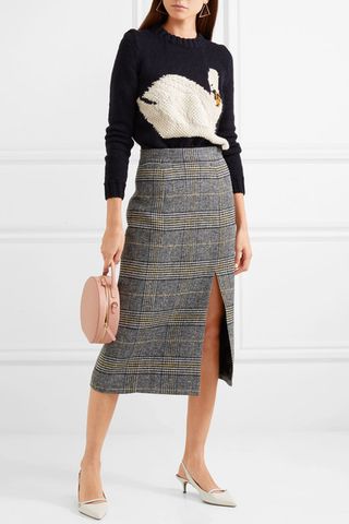 AlexaChung + Checked Tweed Pencil Skirt