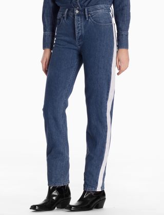 Calvin Klein + High-Rise Straight tapered Jeans With Stripes