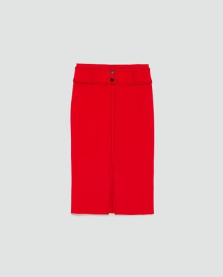 Zara + Topstitched Pencil Skirt
