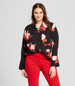 Who What Wear + Long Sleeve Silky Button Up Blouse