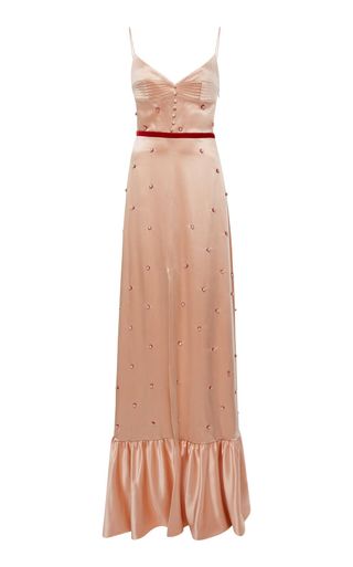 Markarian + Arabian Song Pink Satin Beaded Gown