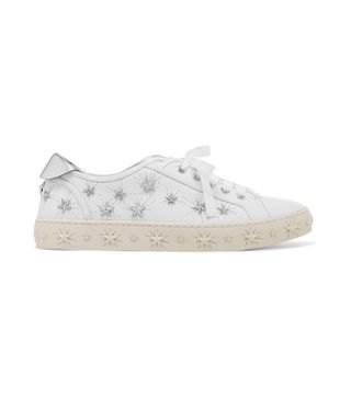 Aquazzura + Cosmic Stars Embellished Leather Sneakers