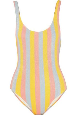 Solid & Striped + The Anne-Marie Glittered Striped Swimsuit