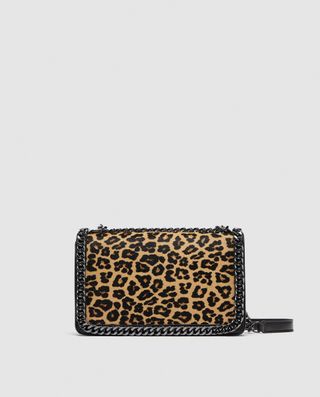 Zara + Leopard Print Leather Crossbody Bag