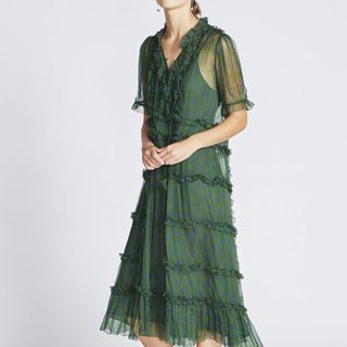 Lee Matthews + Poppy Crinkle Silk Georgette Short Sleeve Dress