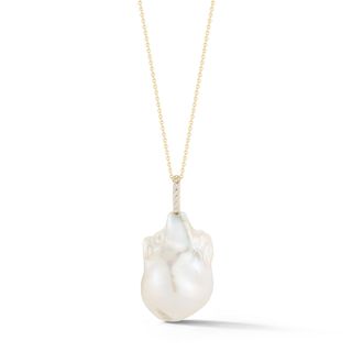 Mateo + 14kt Gold and Diamonds Baroque Pearl Necklace