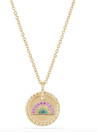David Yurman + Rainbow Necklace With Pink Sapphires, Yellow Sapphires, and Tsavorite in 18K Gold