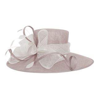 Debut + Taupe Two Tone Bow and Feather Hat