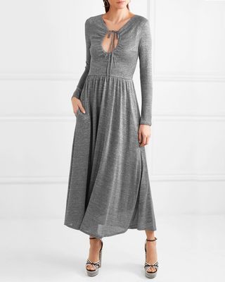 Alexa Chung + Metallic Stretch-Knit Maxi Dress