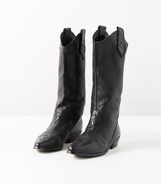 Urban Renewal + Vintage Black Soft Leather Cowboy Boot