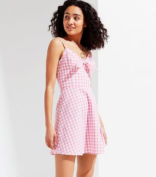 Urban Outfitters + Tie-Front Gingham Mini Dress