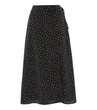 Topshop + Multi Spotted Button Midi Skirt