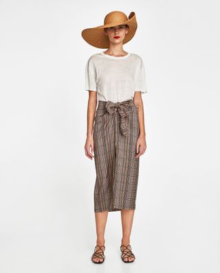 Zara + Linen T-Shirt With Rips