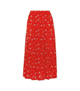 Rixo London + Georgia Pleated Floral-Print Silk Midi Skirt