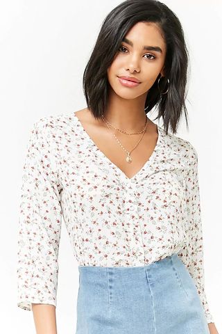 Forever 21 + Floral Button-Front Shirt